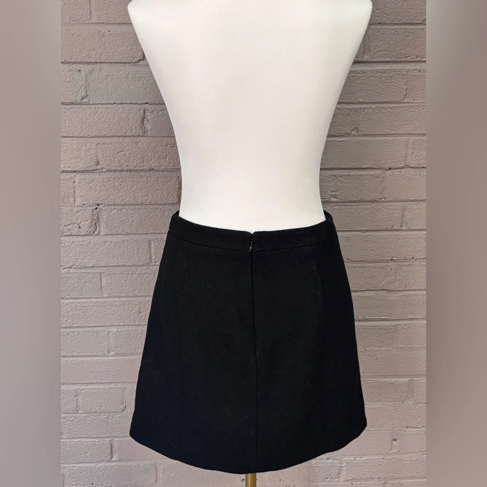 J.Crew black side ruffle wool mini skirt 2
